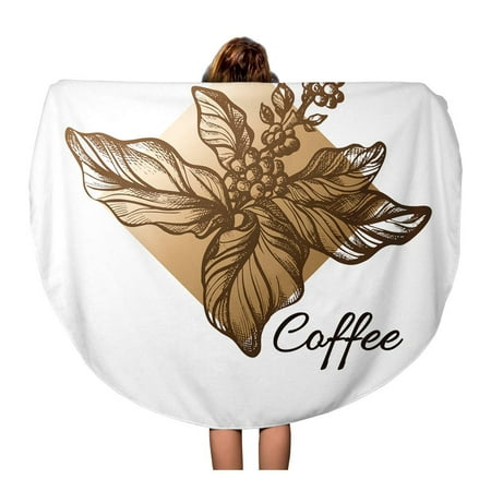 Natural Coffee Tree - KDAGR 60 inch Round Beach Towel Blanket Coffee Tree Branch Realistic Leaves and Natural Beans Travel Circle Circular Towels Mat Tapestry Beach Throw