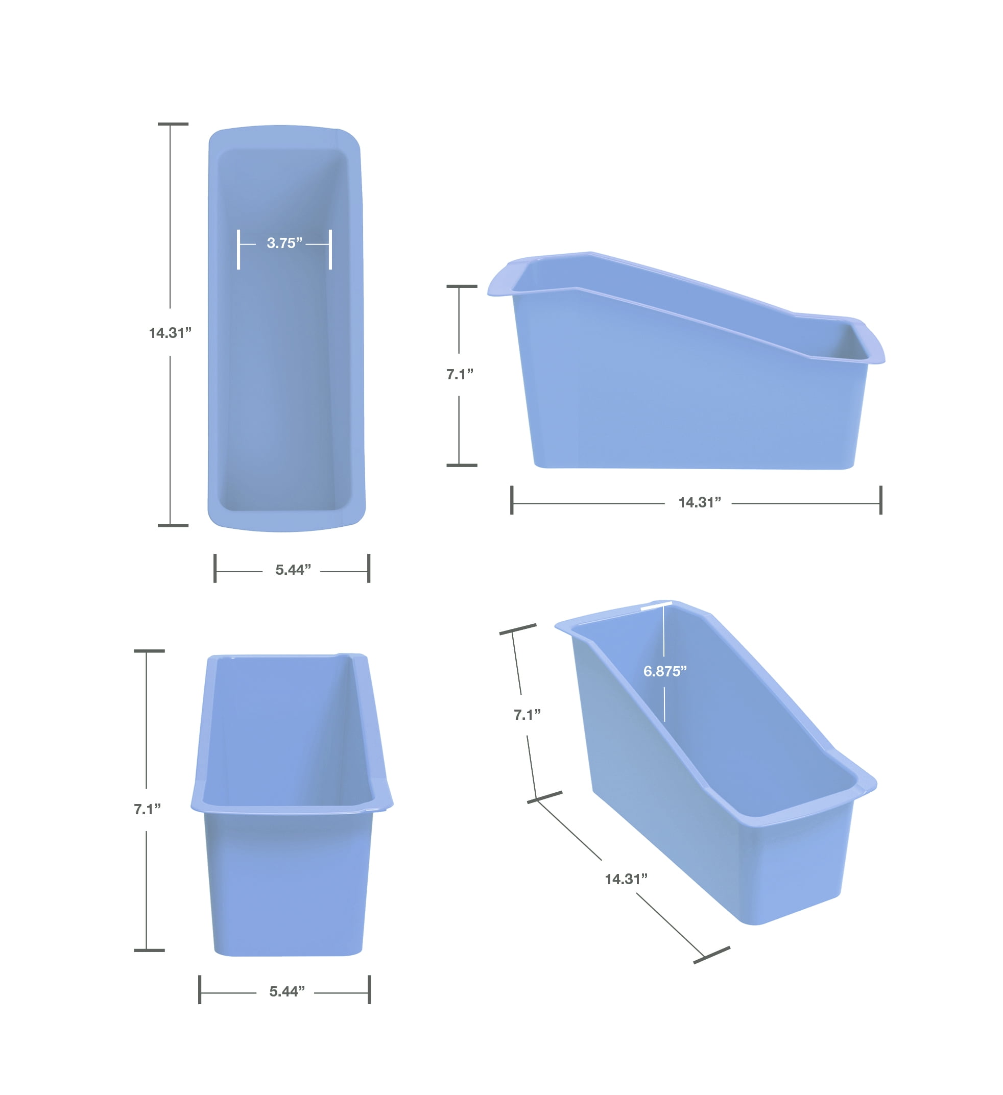 Pen+Gear Book Bin, 14.3 x 5.44 x 7.1 in, Victory Blue
