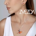 thumbnail image 2 of Juego de aretes y cadena con dije colibri ZVEZDA plata mexicana ley .925 Naranja, 2 of 5