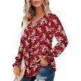 thumbnail image 3 of KISSMODA Women's Long Sleeve Comfy V-Neck Blouse & Tunic Tops, S-2XL, 3 of 4