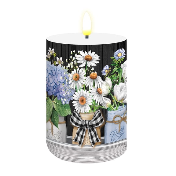 Briarwood Lane Spring Flameless Candle 6x3 Crated Mason Jars Flameless Candle with Timer for Spring