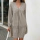 thumbnail image 2 of Vestido largo estampado de manga larga con cuello en V informal para mujer sexy a la moda Fridja NMB1709, 2 of 6