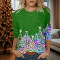 thumbnail image 2 of Fiaer Christmas Women 3/4 Sleeve Shine Tshirts Oversized Crew Neck T Shirts Loose Fit Fashion Comfort Casual Xmas Tops Green L, 2 of 4