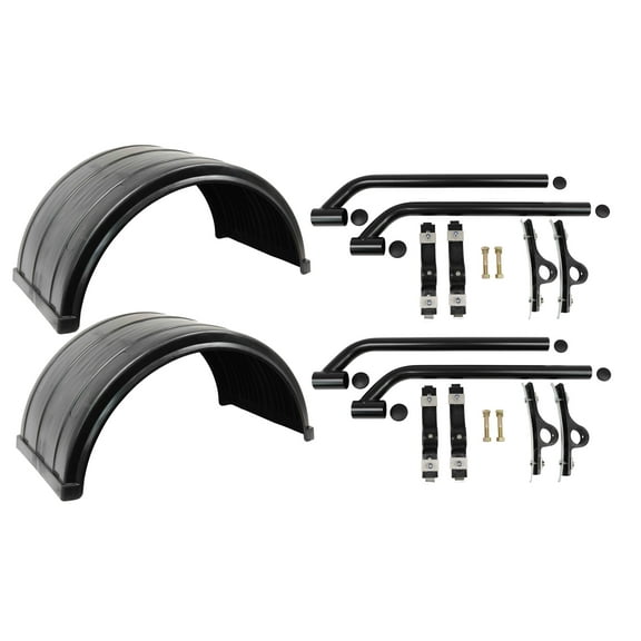 4 PCs Truck Poly Fenders Kit - Includes 2 Ribbed Poly Fenders & 2 Poly Fender Mounting Kit - Fits 24.5" Wheels