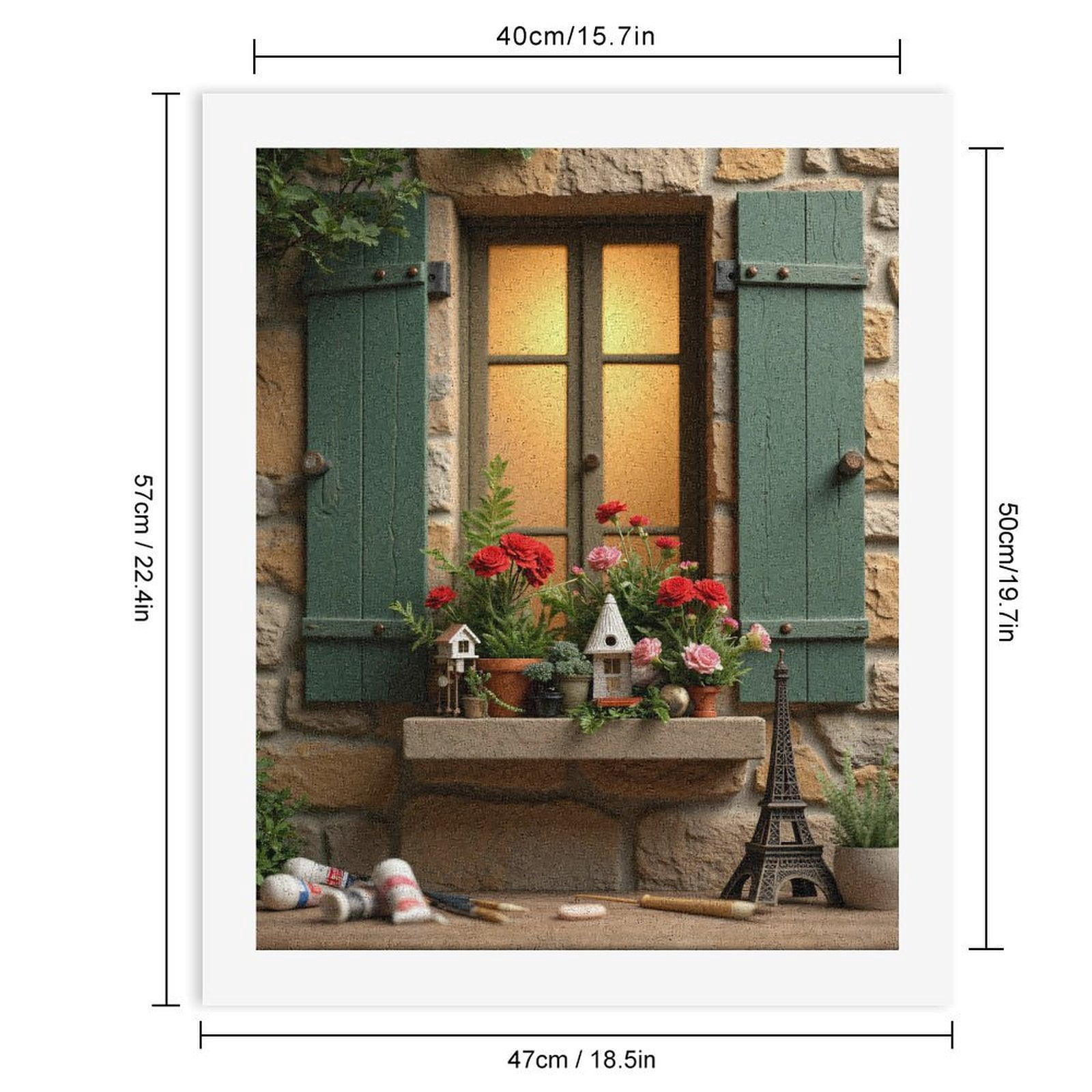 Paint by Numbers Kit for Adults, Window Flower Art Miniature Scene Garden Paint by Numbers, Easy Paint by Numbers Kit for Adults Beginner, DIY Adult Paint by Number Kits on Canvas, Home Decor