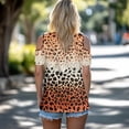 thumbnail image 4 of POLERO Orange Leopard Printed Womens Cold Shoulder T Shirt V Neck Tops Tee Short Sleeve Dressy Casual Summer Spring Outfits Soft Lightweight Shirts L, 4 of 5