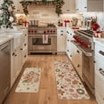 thumbnail image 2 of Sm:)e Gingerbread Man Snowman Christmas Kitchen Rugs and Mats, 17x29Inch and 17x47 Inch, Non Slip Linen Mat Inside Washable for Porch Patio Hallway, Pink, 2 of 7