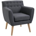 thumbnail image 1 of HOMCOM Fauteuil d'Appoint Moderne, Fauteuil à Accoudoirs Rembourré en Lin, Fauteuil Club Capitonné, 1 of 10