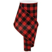 Lumberjack Ribbon,4" Wide x 10 Yards, Black Red Buffalo Check Ribbon : Lumberjack Party Supplies :