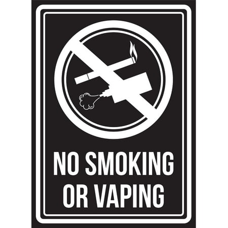 no smoking or vaping black white business commercial safety warning small sign 75x105 inch walmartcom