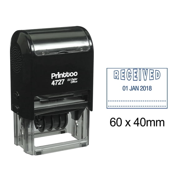 Printtoo Self Inking Dater Stamp With Received Text Date Rubber Stamp Office Stationery-Blue