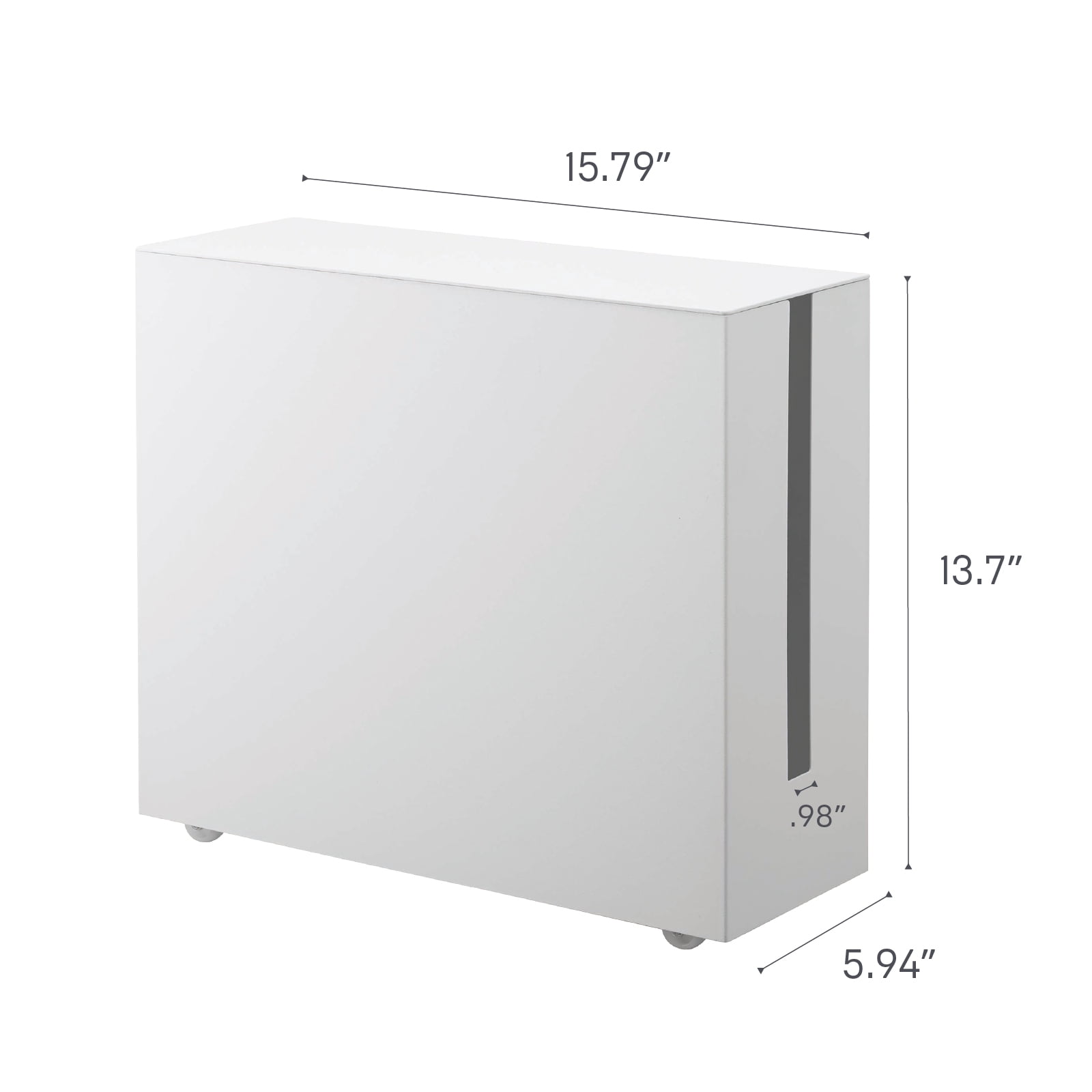 Yamazaki Home Rolling Cable Management Box, White, Steel, Wheels, Minimal Assembly