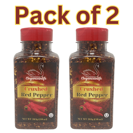 Eleganceinlife Crushed Red Pepper, 10 oz (283g) - Packed in USA Pack of 2