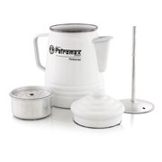 Petromax Tea and Coffee Percolator, Use Indoor/Outdoors for Home Kitchen or Campfire, Enameled Steel Coffee and Tea Pot Brews to your Taste, 5-6 Cup Capacity, White
