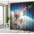 thumbnail image 5 of Ambesonne Nebula Shower Curtain, NASA Astronaut Space, 69"Wx84"L, Blue Beige, 5 of 5