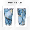 thumbnail image 4 of 20oz Car Cup Three-Piece Set Of Single Silver Edge No Smell Easy To Carry Heat Preservation For Daily Car Sports Travel Light Blue And Gold Marble, 4 of 8