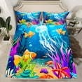 thumbnail image 2 of Erosebridal Ocean Jellyfish Sheet Set Twin,Underwater World Bedding Sets Twin Size,Sea Animal Twin Sheet Sets,Microfiber Marine Room Decoration,3pcs, 2 of 7