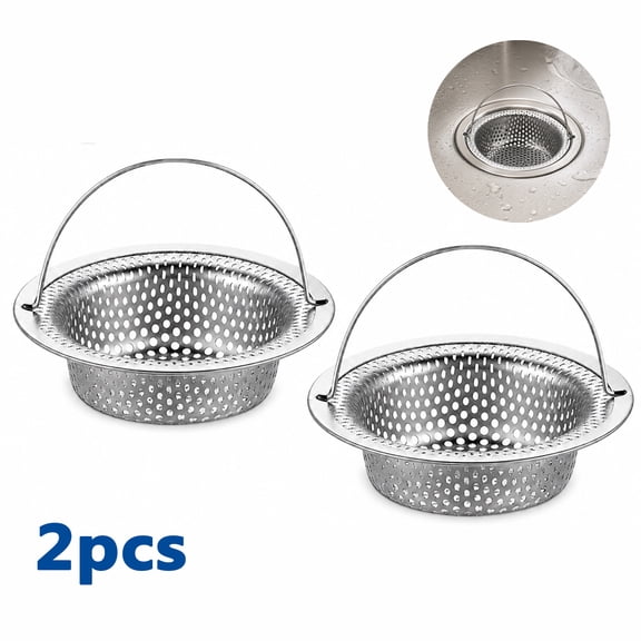 UHIAGREE 2pcs Sink Drain Strainer,4.33 in Kitchen Sink Strainer Basket with Handle,Food Catcher Filter for Kitchen