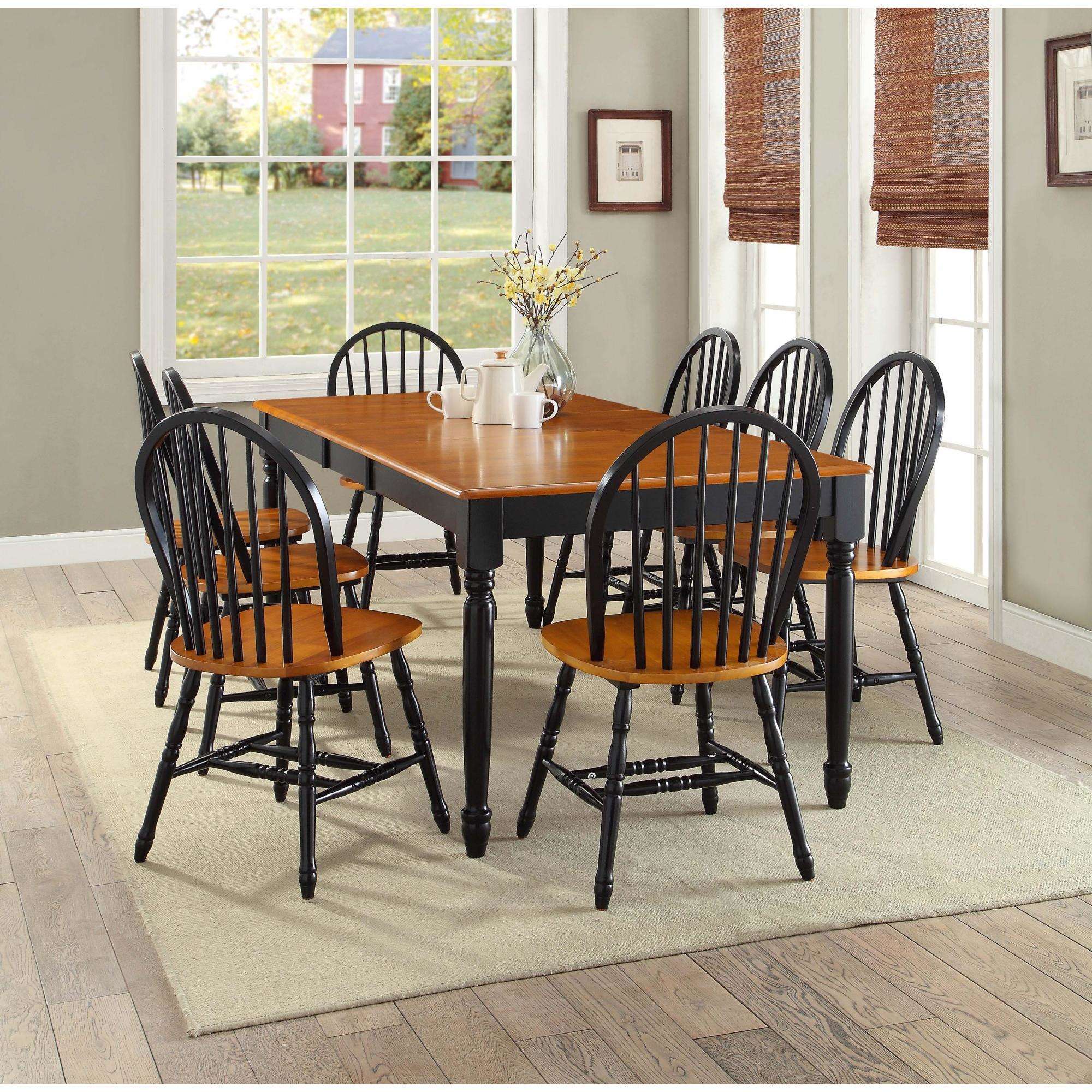 Better Homes and Gardens Autumn Lane Windsor Solid Wood Chairs, Set of 2, Black and Oak - image 7 of 8