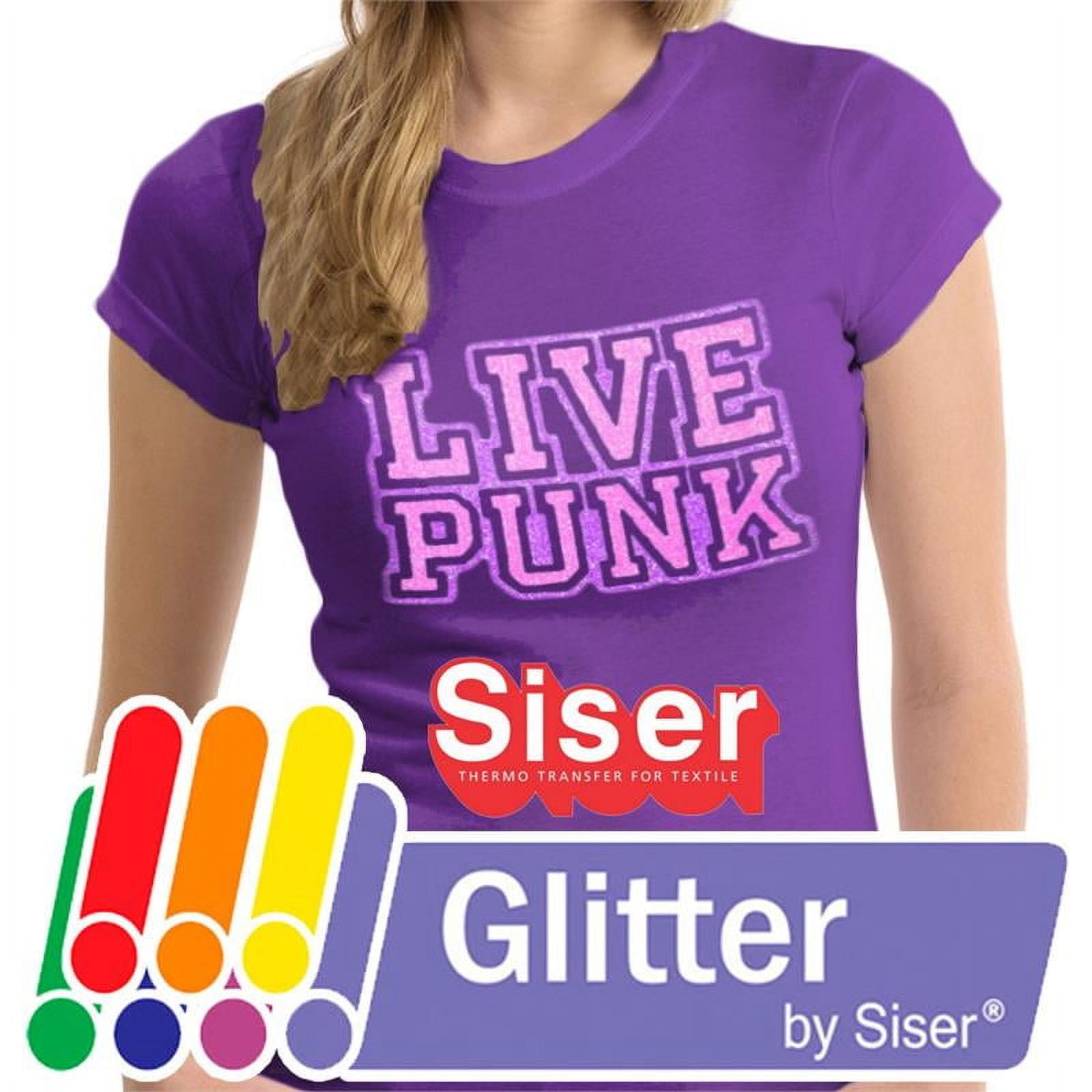 Siser Glitter HTV Iron On Heat Transfer Vinyl 12" x 12" 12 Precut Sheets - Black