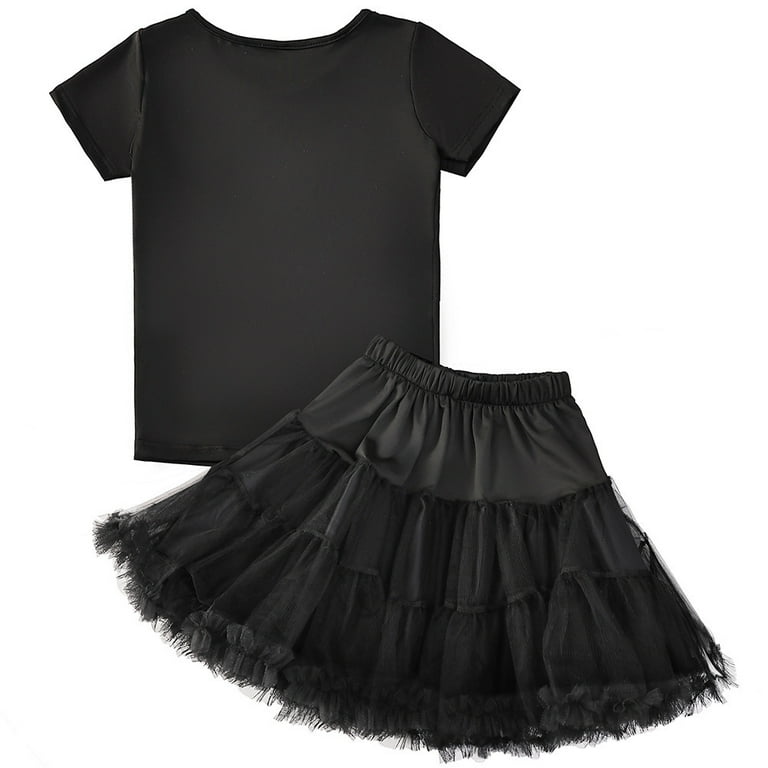 Black Outfit Set for Girls T-shirt Tutu Skirt Sets Birthday