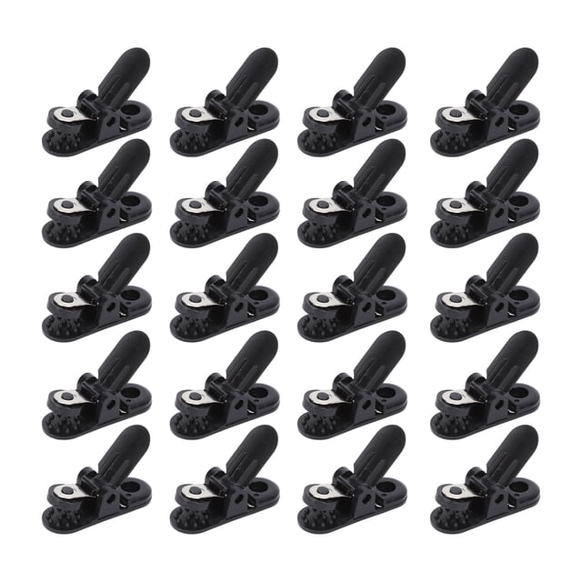 20 clips de cordón para audífonos, de ABS negro, de repuesto para soporte de clip para audífonos.