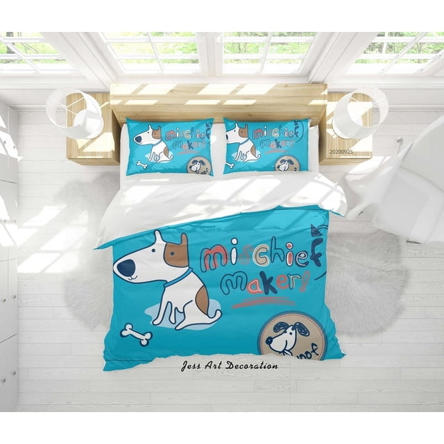 3D Cartoon Animal Perro Patrón Funda de edredón Set Ropa de Cama Set Funda Nórdica