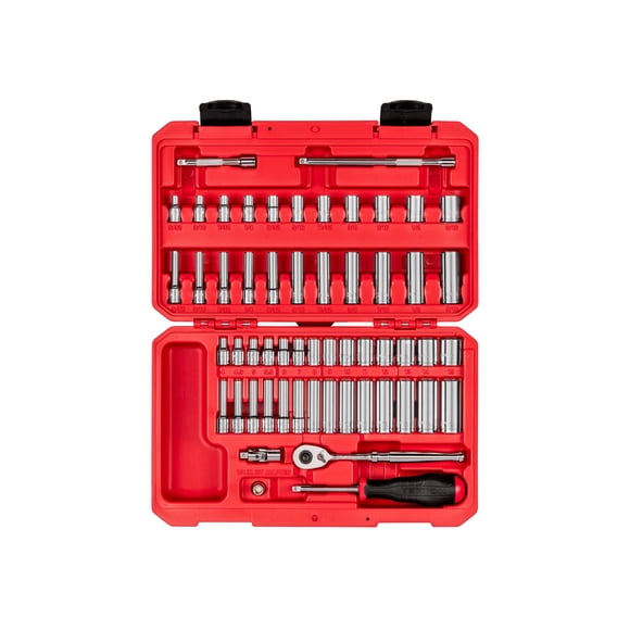 Juego de enchufes y trinquetes TEKTON, accionamiento de 1/4 pulgadas, 6 puntos, 56 piezas