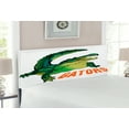 thumbnail image 2 of Reptile Headboard, Grumpy Alligator Has a Word Gator Crocodile Humor Wild Life Safari Aquatic, Upholstered Decorative Metal Bed Headboard with Memory Foam, Full Size, Green Orange White, by Ambesonne, 2 of 4