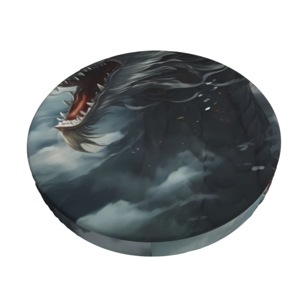 Balery Cloud White Dragon Fundas de asiento para taburete de bar redondo de tela de terciopelo ajustables que protegen de arañazos y manchas para sillas de 14 a 17 pulgadas.-14 inch