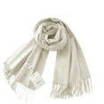thumbnail image 4 of ManxiVoo Women's Autumn and Winter Scarves with Tassels Versatile Soft Feel for Cozy Warmth and Stylish Neck Protection White, 4 of 4