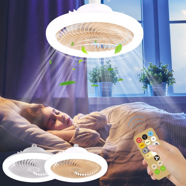 XWSHYW Aparatos Electrónicos Ventilador de Techo E27 de 50 W En Luces, Luz de Techo Cerrada En Ventilador Bajo, Luz de Techo En Ventilador, Ventilador Oculto, Lámpara de Cardán Delier