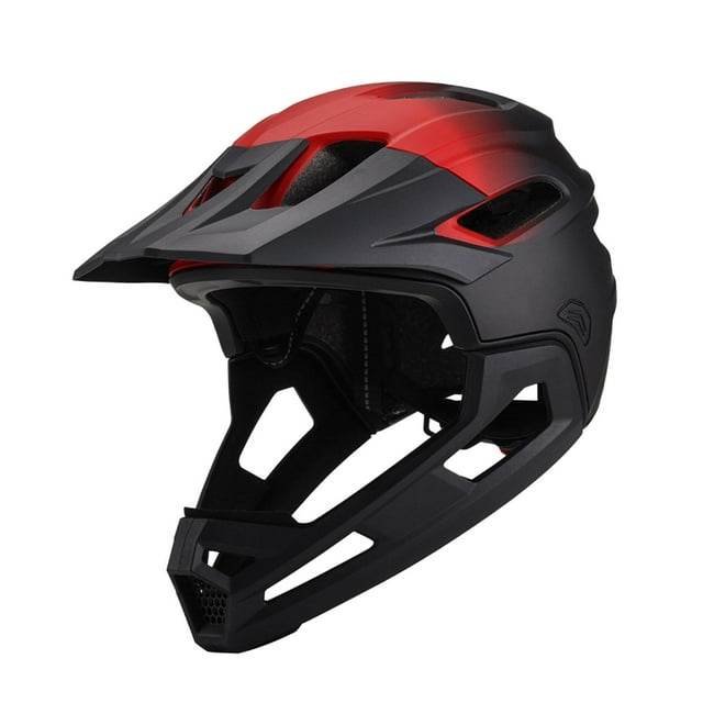 S SERENABLE Full Face Bike Helmet Hat Downhill Protective Helmets Cycling Helmet black red