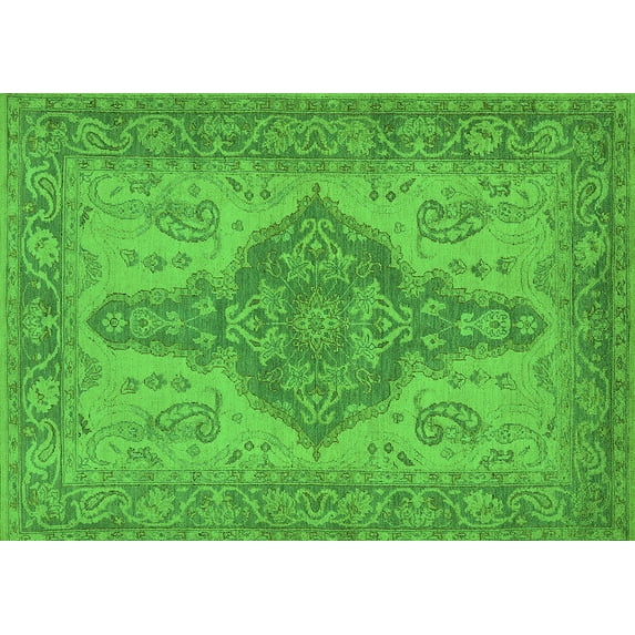 Ahgly Company Indoor Rectangle Oriental Green Traditional Area Rugs, 2' x 5'