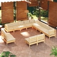 thumbnail image 1 of vidaXL 13 Piece Garden Lounge Set with Cream Cushions Solid Pinewood, 1 of 3