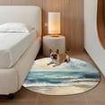 thumbnail image 3 of Area Rug 36in, Watercolor Ocean Waves Beach Floor Carpet Living Room Rug, Abstract Seaside Cloudy Sky Non-Slip Welcome Mat Indoor Rugs for Bedroom Dining Room, 3 of 9