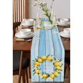 thumbnail image 3 of Table Runner Dresser Scarf 13 x 108 Inch Country Bless This Home Yellow Lemon Blue Wood Grain Table Runners Non-Slip Heat Kitchen Dining Table Decor for Indoor Outdoor Home Party Decoration, 3 of 7