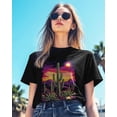 thumbnail image 3 of Camisetas de cactus para mujer, camiseta de cuello redondo Sunset Desert para mujer, camisetas interiores de algodón suave de manga corta Mountain West, 3 of 6