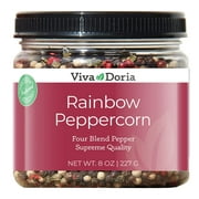 Viva Doria Rainbow Blend Peppercorn, Whole Black Pepper, Whole Green Pepper, Whole Pink Pepper, Whole White Pepper, 8 Oz