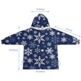 thumbnail image 7 of Dark Blue Christmas Snowflake Pattern Blanket Hoodies for Kids 6-13YR Oversize Wearable Blanket Hoodies for Boys Girls Teens, 7 of 7