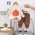 thumbnail image 6 of GYRATEDREAM Toddler Baby Boy Girl Halloween Outfit Pumpkin Long Sleeve Sweatshirt and Pants Set Infant Fall Outfits for 120CM Brown, 6 of 7