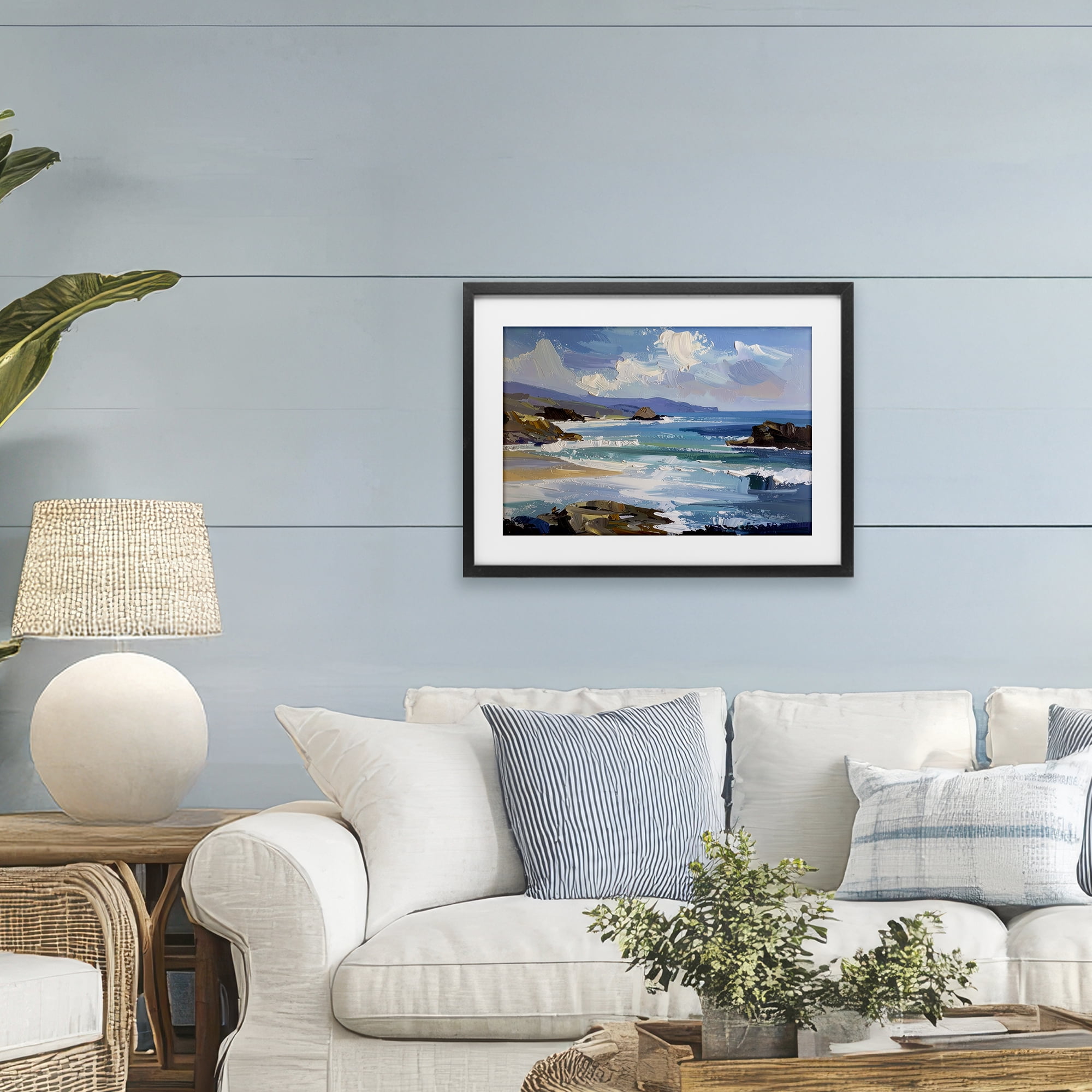 Stupell Industries From Sky To Sea Black Framed Print Under Glass, design by Alonza Saunders