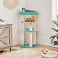 thumbnail image 2 of Wangone Cat Tree 35.5in Indoor Cat Tower with Scratching Posts & Padded Perch – Cute Cat Condo House with Space Capsule for Kittens, Small Cats, Home Use, Indigo/Beige, 2 of 9