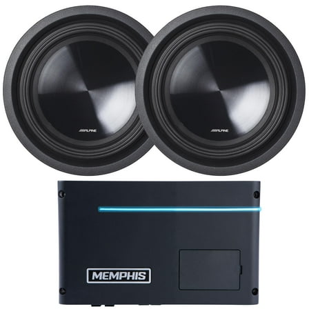 Memphis PRXA600.1 Power Reference Series Mono Subwoofer Amplifier and Two Alpine SWT-10S4 Ohm 10" 4 Ohm Subwoofers