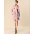 thumbnail image 3 of Día de San Patricio Chaqueta De Gabardina De Gamuza Sintética Con Doble Botonadura Y Solapa Con Muesca Para Mujer Con Cinturón Blazer De Solapa Pico Con Solapa De Tormenta Rosa XS, 3 of 6