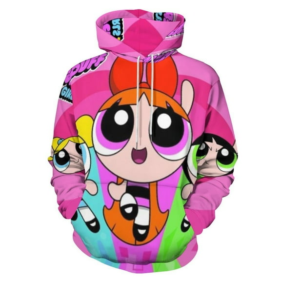 The Powerpuff Girls Unisex Sweatshirts Loose Pullover Sweater Hooded Hoodie 3D Printing Jacket Winter Fall Clothes S