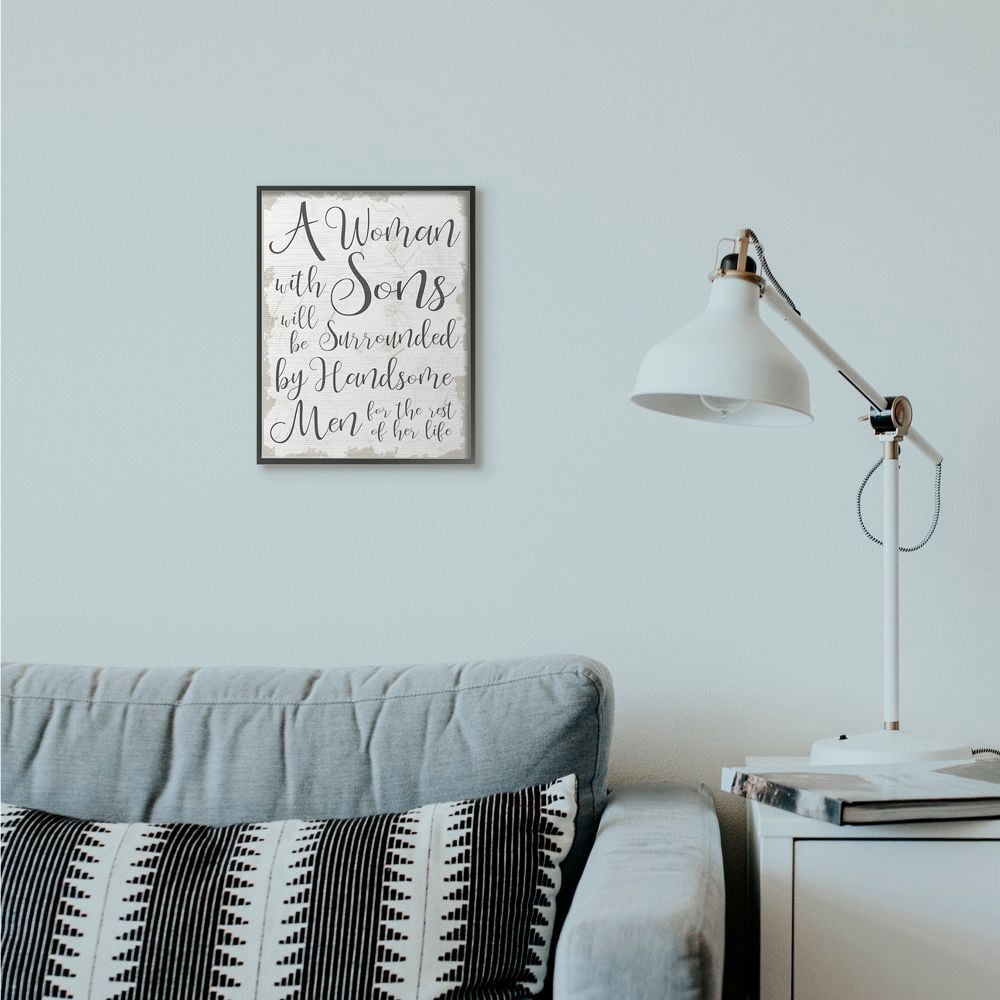 Stupell Industries Handsome Sons Home Family Inspirational Word Textured Design Framed Giclee Texturized Art by Daphne Polselli