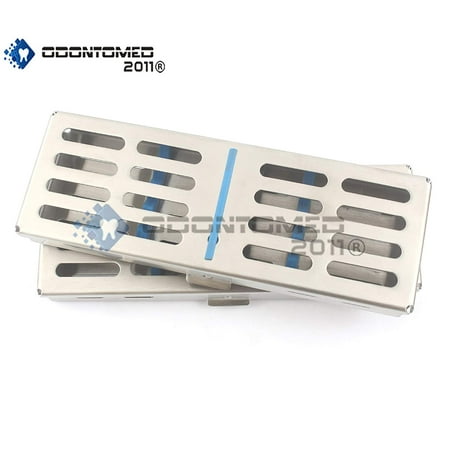 Steam Sterilization Autoclave - Odontomed2011® New Set Of 2 Each German Grade Steel Dental Autoclave Sterilization Cassette Rack Box Tray For 5 Instruments Odm
