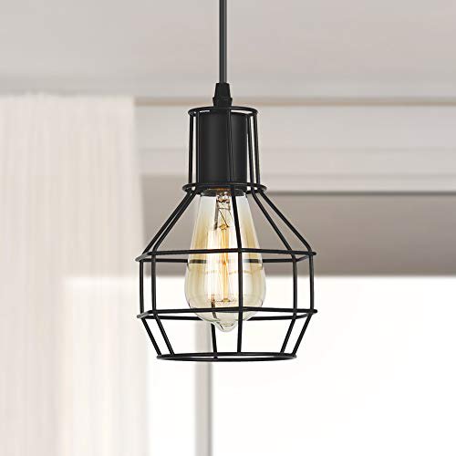 Industrial 1Light Mini Wire Pendant Light, Silver Brushed Kitchen