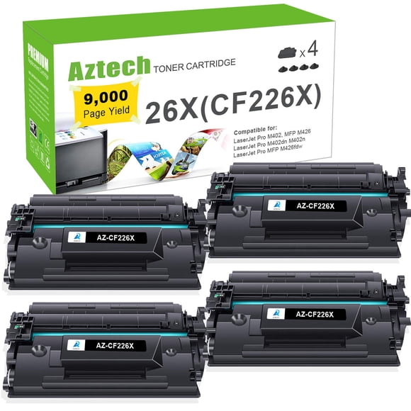 Cartucho de tóner Aztech compatible para HP 26X CF2 negro 4-Pac